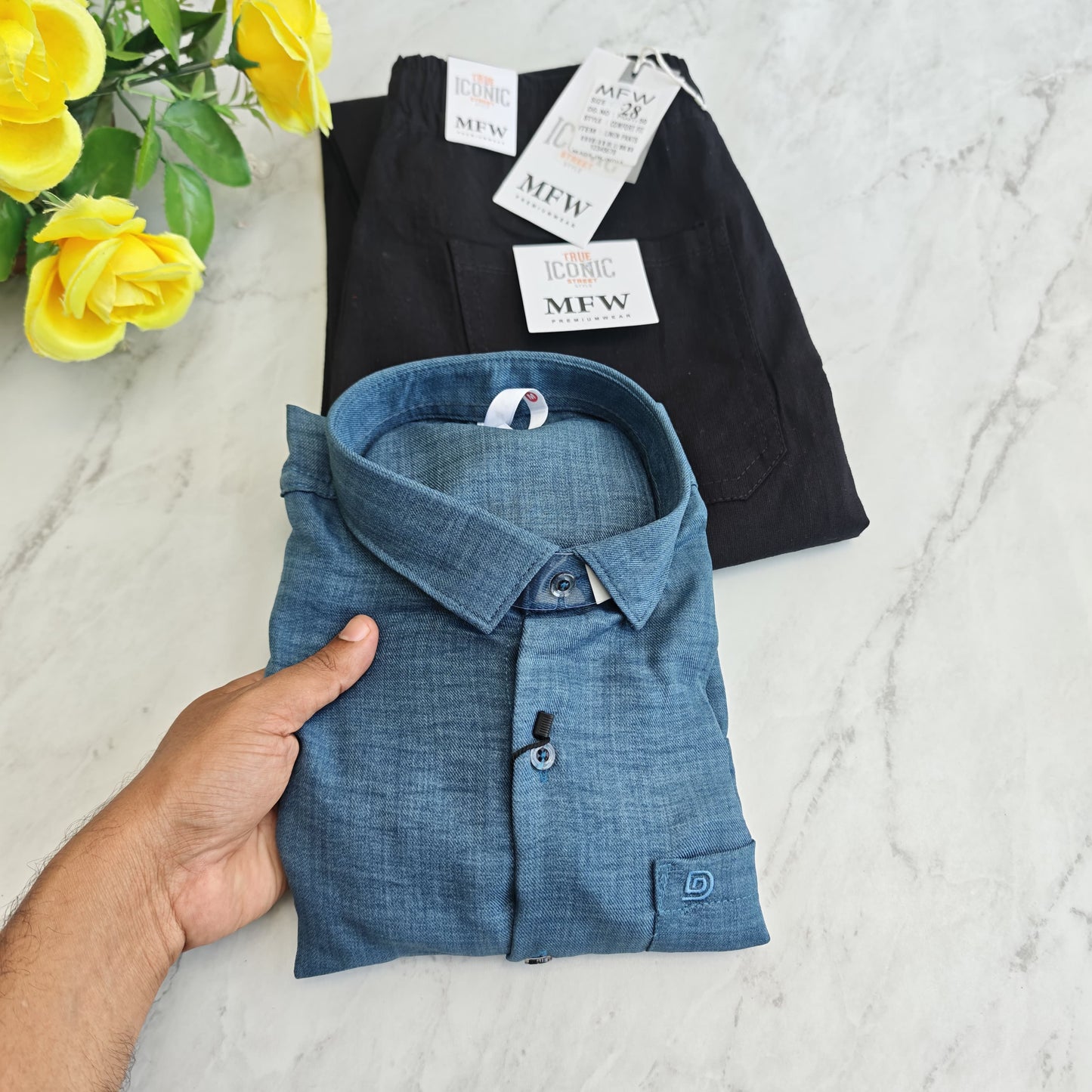 2 in 1 combo lenin shirts + lenin relax fit pants combo buy @600 rs only