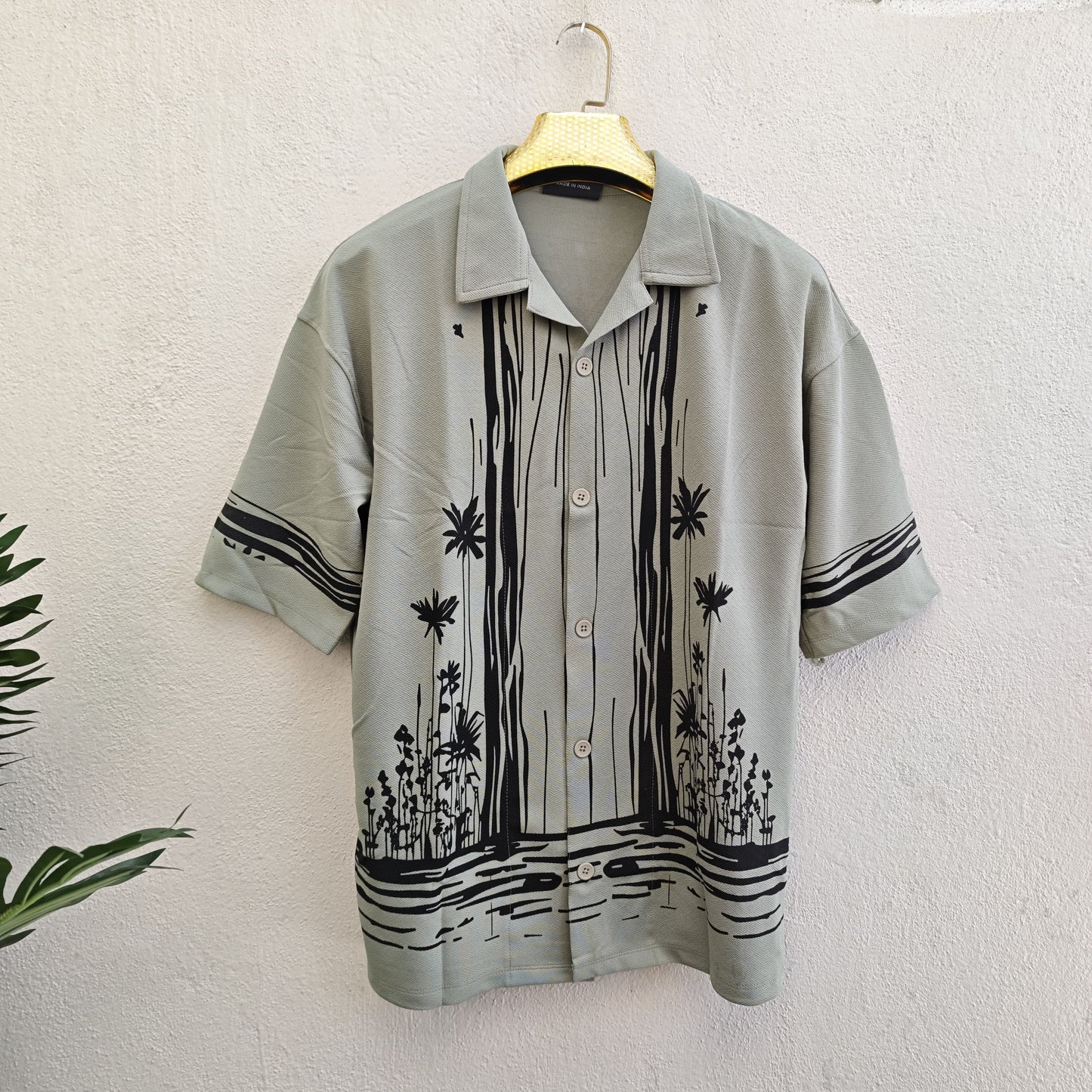 Cuban Collar Oversize Drop Shoulder Polo Designer printed Shirts buy @249