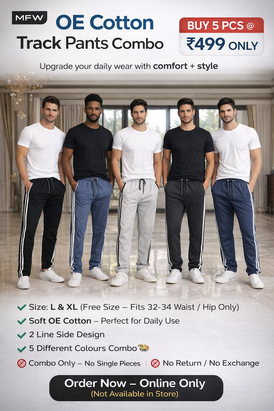 2 line OE cotton track pants buy @ 5 pcs combo @499 only((AI image used only for pose. Please check real product photos and fabric before ordering.)