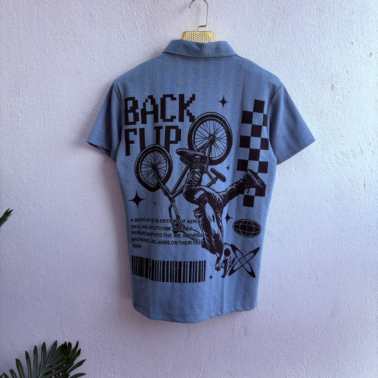 Men's korean Collar old money back printed Zipper Half sleeve Tshirt 1 pc @199 and 3 pcs @ 499