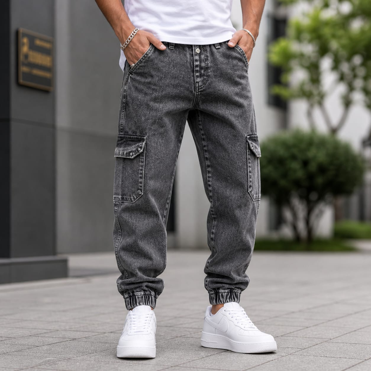 Mfw 6 pocket mom fit denim joggers cargo pants buy @500 rs only