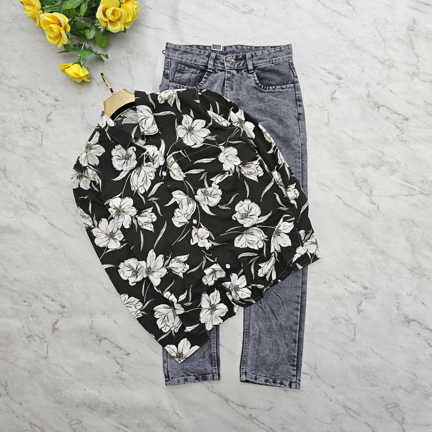 2 in 1 combo viscose shirts + mom fit jeans pant combo buy@600 rs only