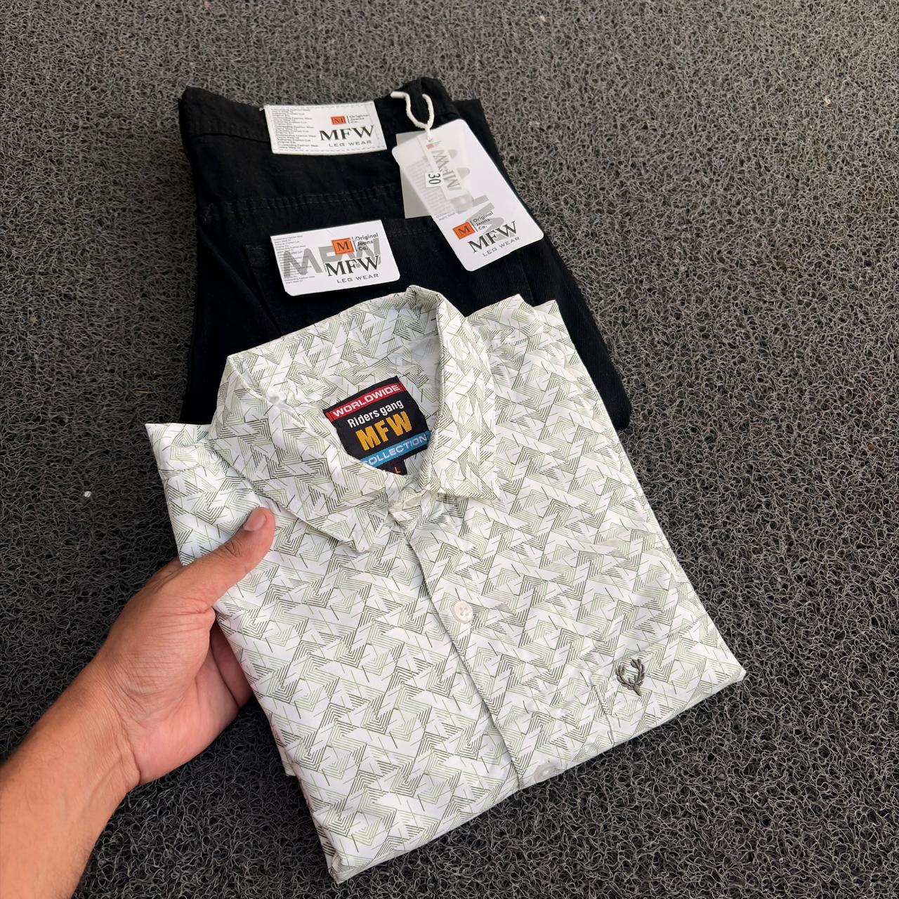 2 in 1 combo MFW printed Shirts + plain mom fit jeans buy @499 rs only