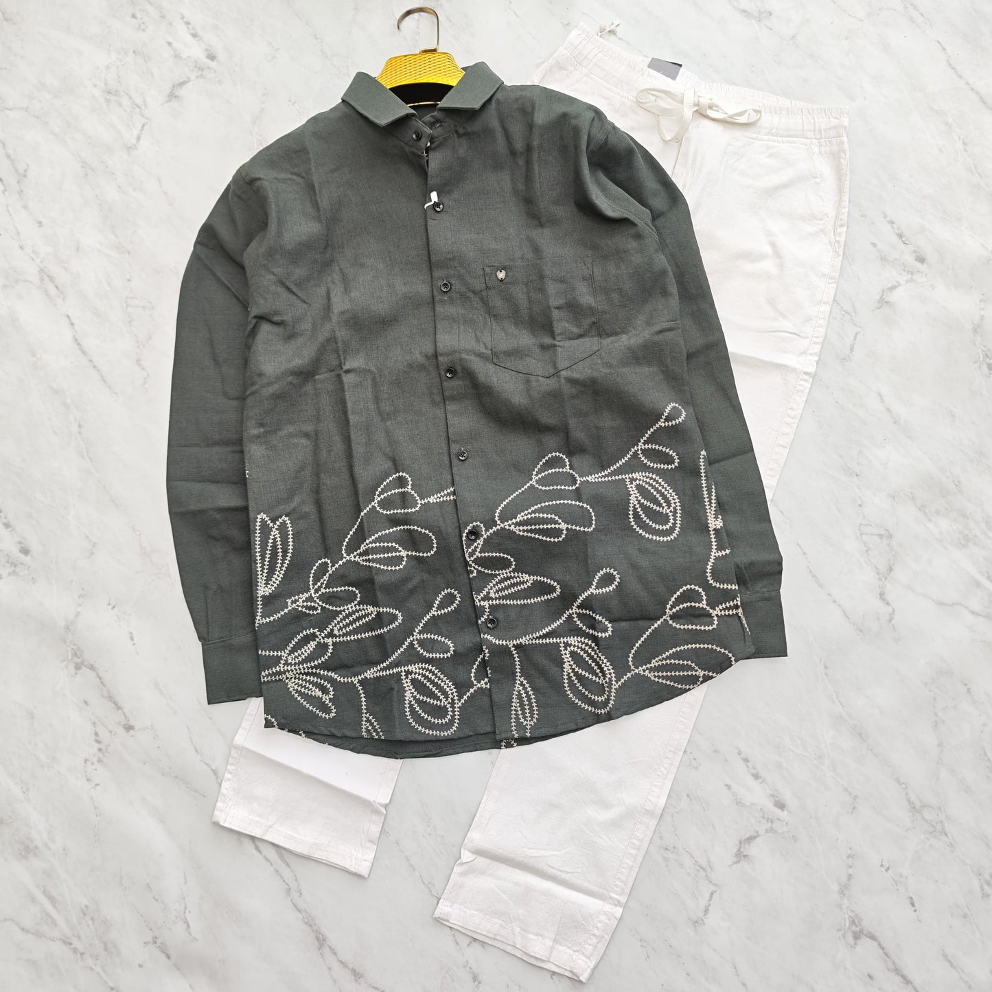 2 in 1 combo viscose bottom printed shirts + lenin relax fit pant combo buy @600 rs only