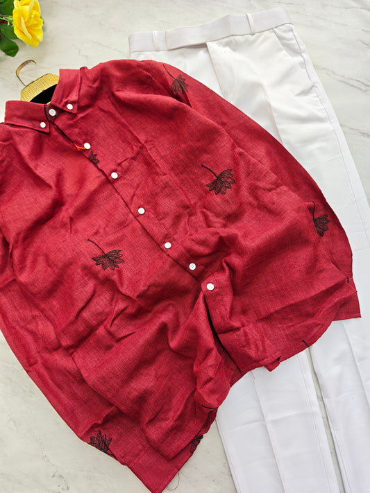 2 in 1 combo lenin bottom embroidery shirts + Twill fabric polo fit pants combo buy @600 rs only