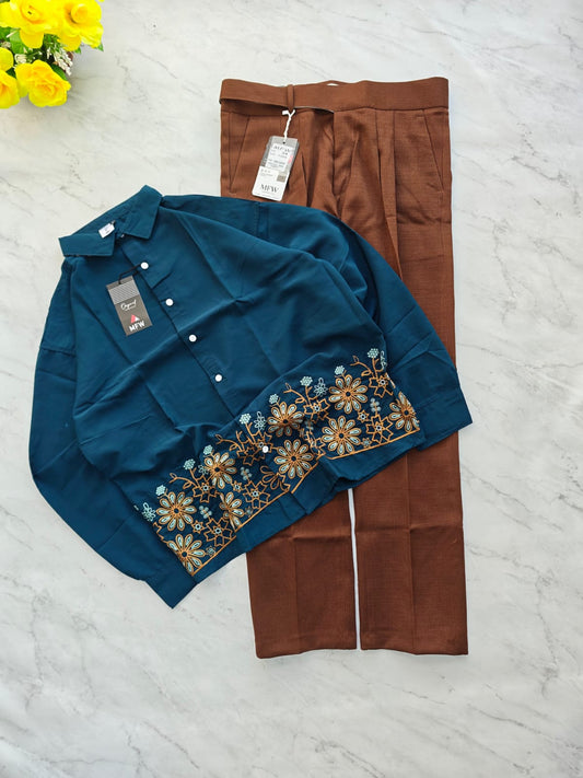 2 in 1 combo MFW lachka bottom embroidery shirts + lenin Gurkha polo fit pant buy @700 rs only
