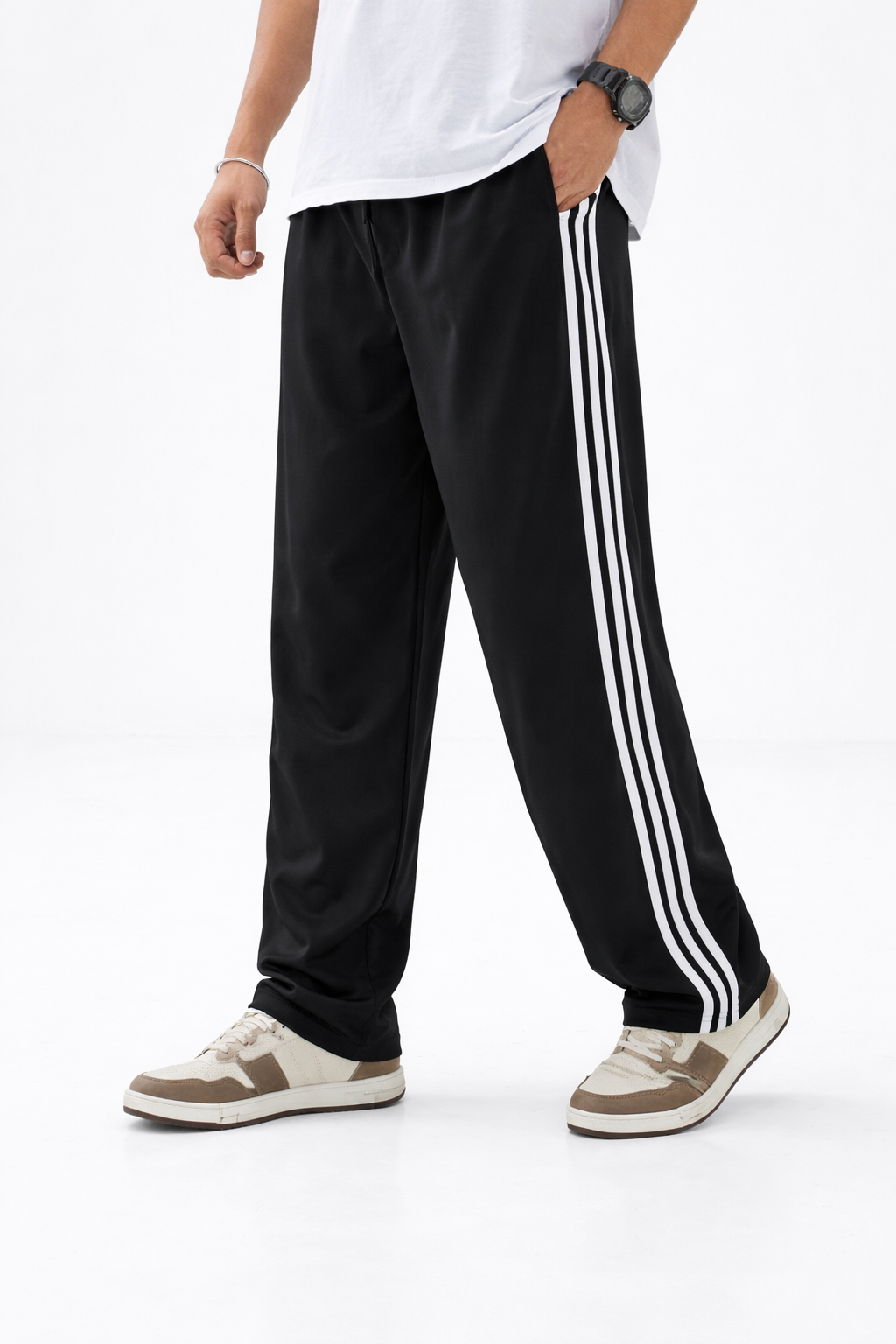 3 Line ns baggy type track pants buy 3 pcs @499( Black)
