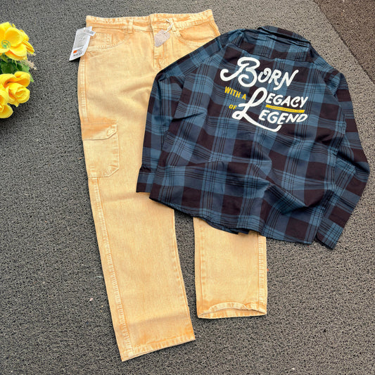 2 in 1 combo back Printed shirts + 6 pocket mom fit jeans buy @600