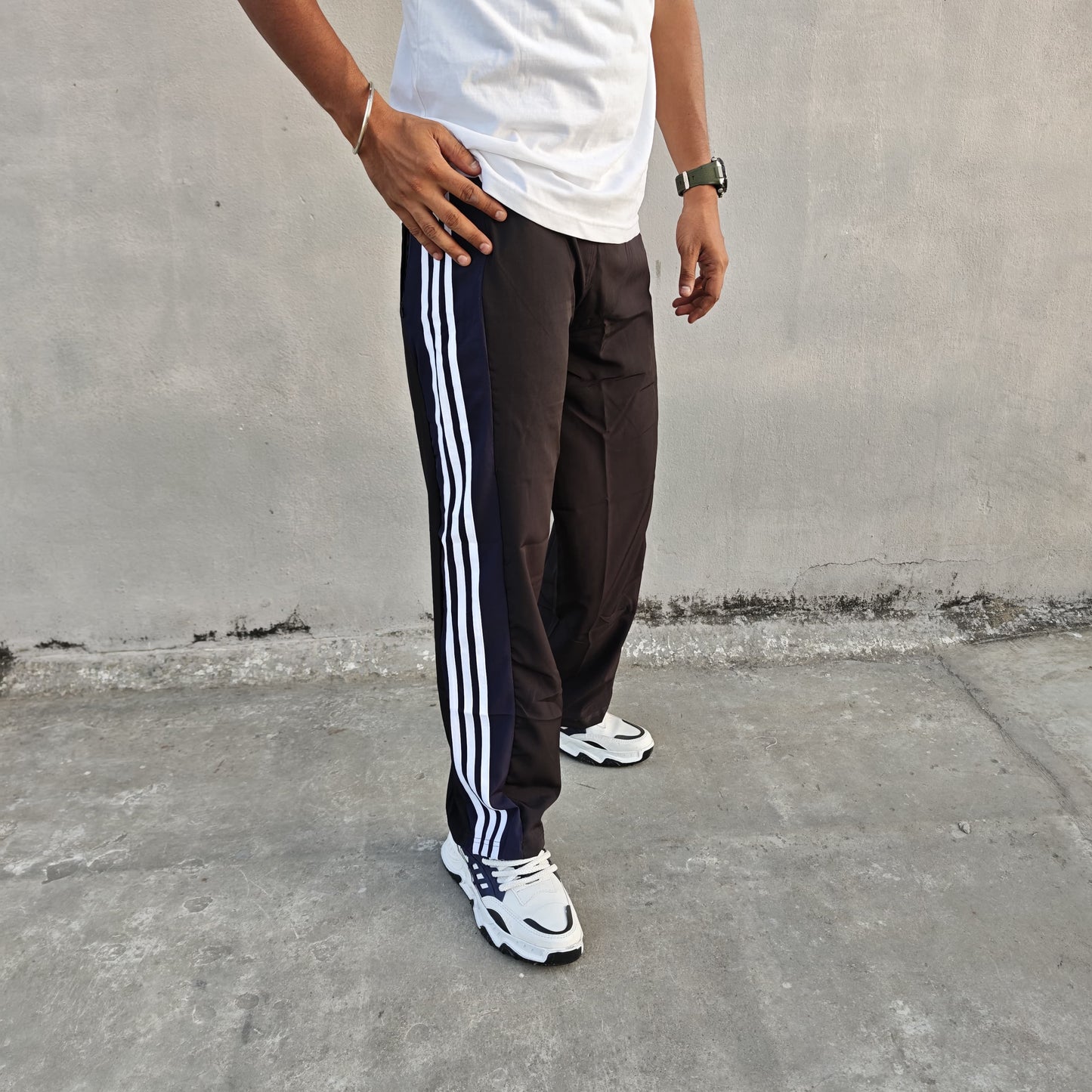 Mfw Baggy Street Wear Stripes Track pants buy 1 pc @199 3 pcs @ 499(Black)