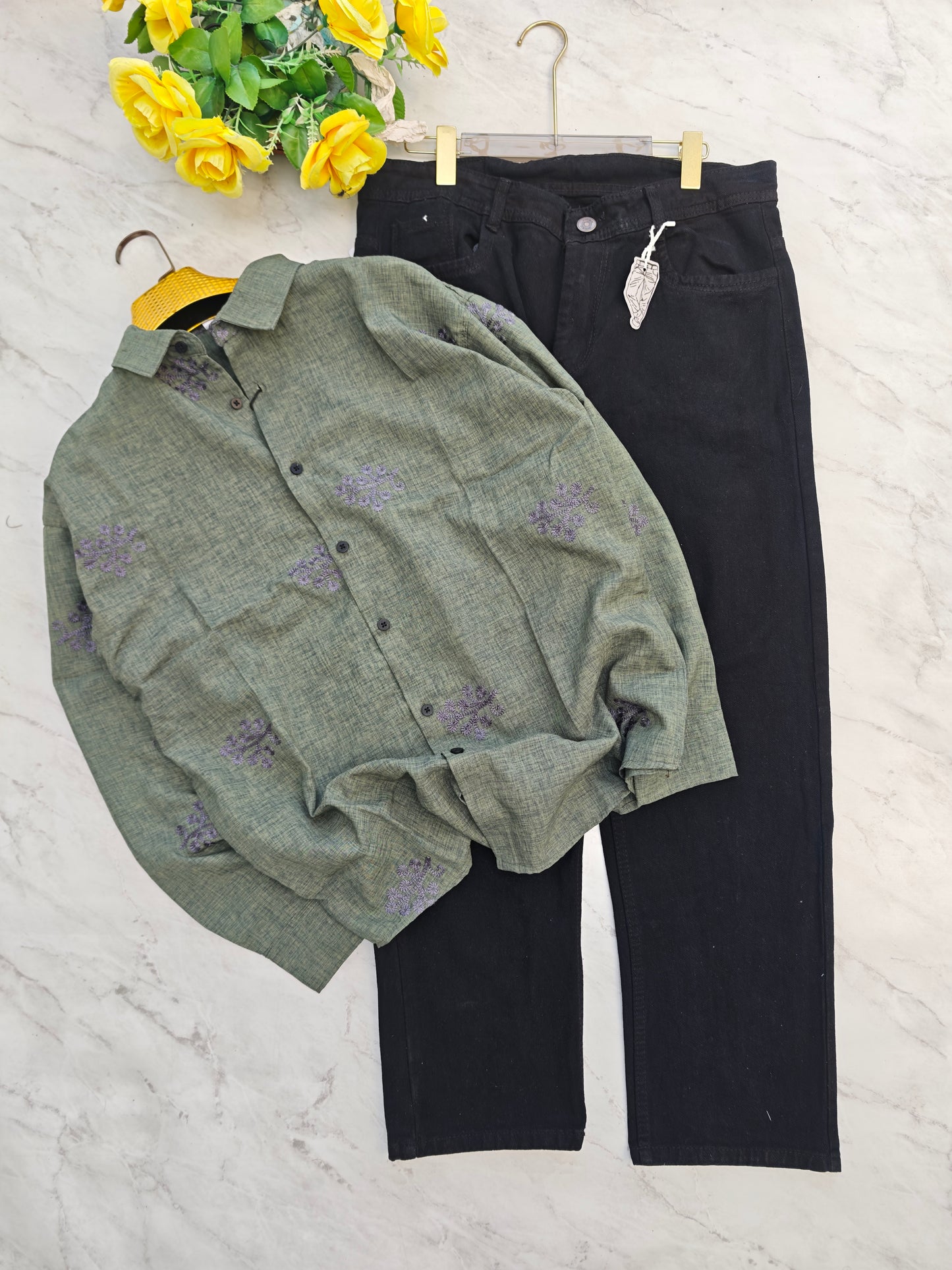 2 in 1 combo MFW embroidery shirts + mom fit pant combo buy @600 rs only