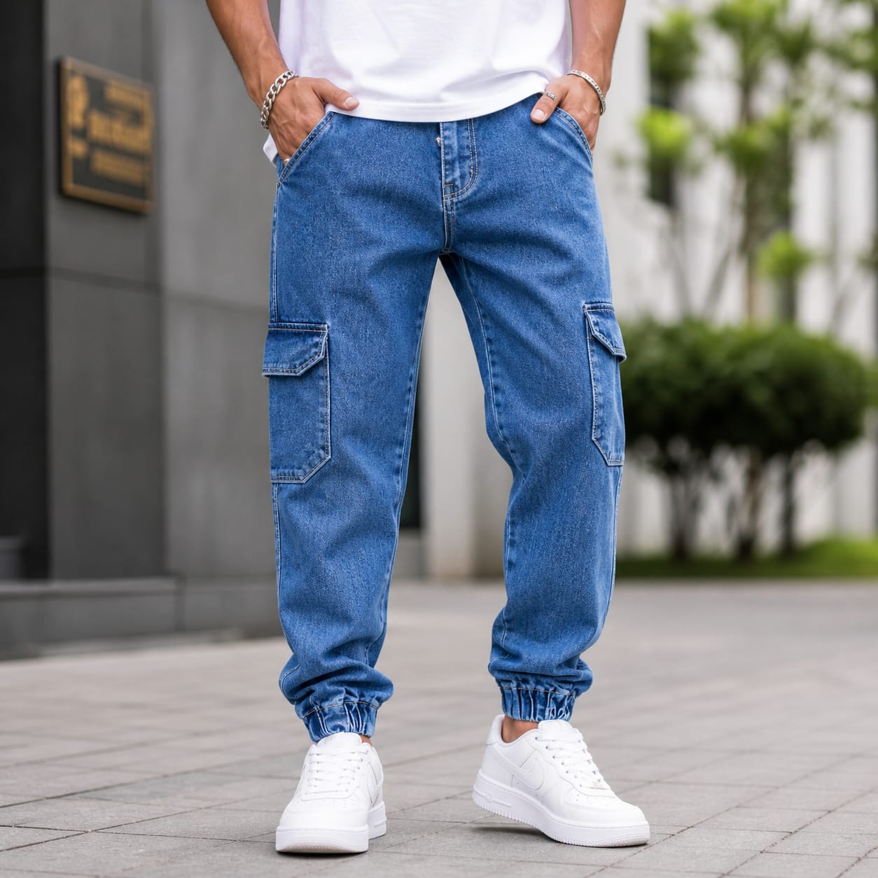 Mfw 6 pocket mom fit denim joggers cargo pants buy @500 rs only