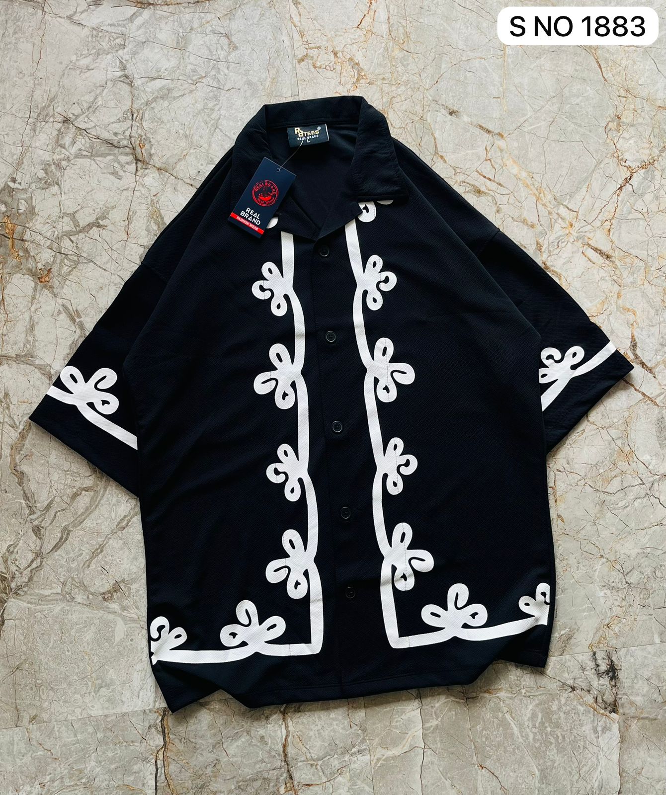 Cuban Collar Oversize Drop Shoulder Polo Designer Shirts buy @249(Black)