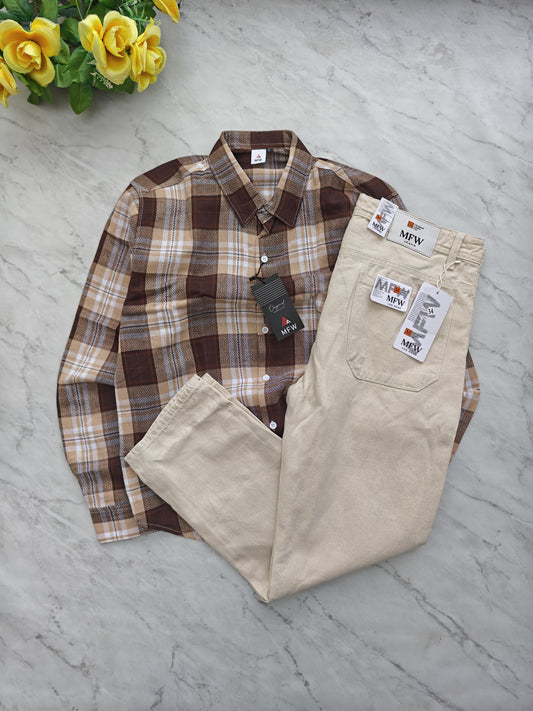 2 in 1 combo Checked shirts + mom fit jeans pant buy @600 rs only