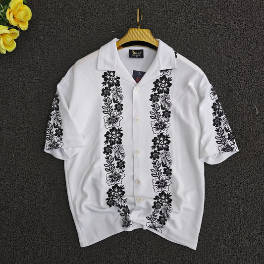 Cuban Collar Oversize Drop Shoulder Polo Designer printed Shirts buy @249