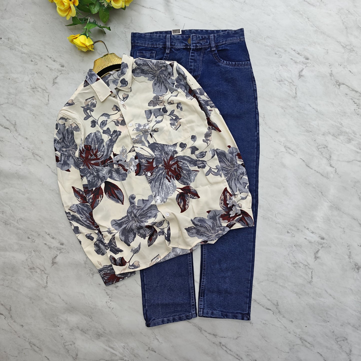 2 in 1 combo viscose shirts + mom fit jeans pant combo buy@600 rs only