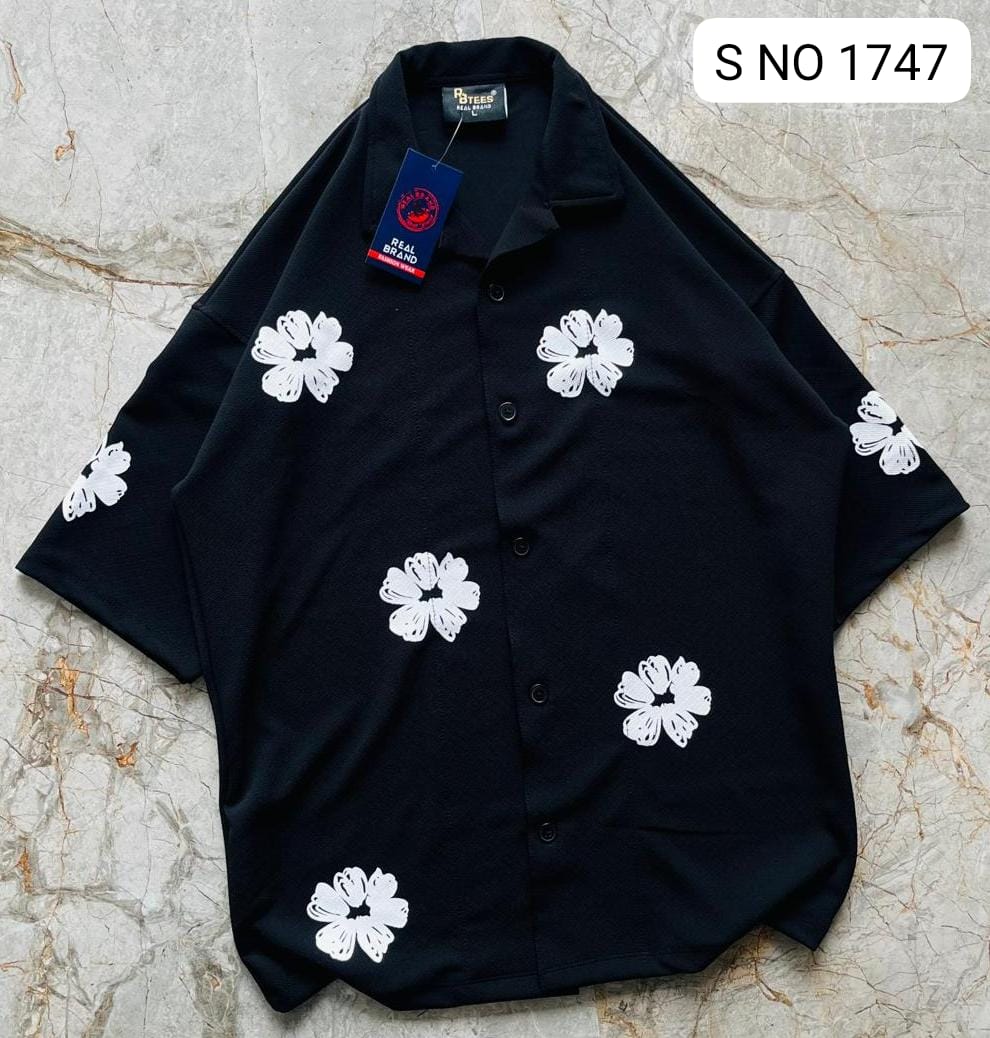 Cuban Collar Oversize Drop Shoulder Polo Designer Shirts buy @249(Black)