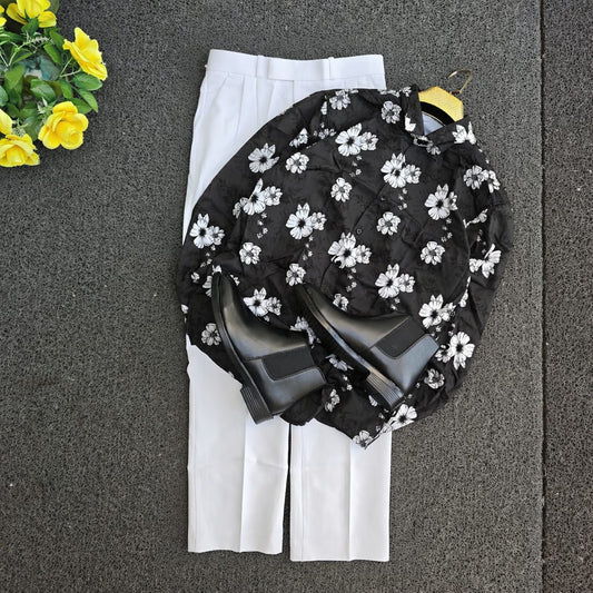 3 in 1 combo vescose printed shirts + korean baggy type polo fit pants+Chelsea boots buy @999 rs only