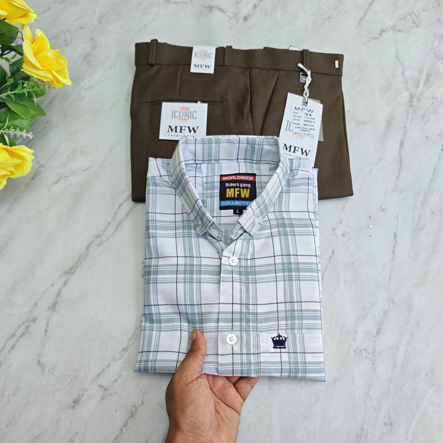 2 in 1 combo Oxford shirts + Lenin polo fit pants combo buy @550 rs only