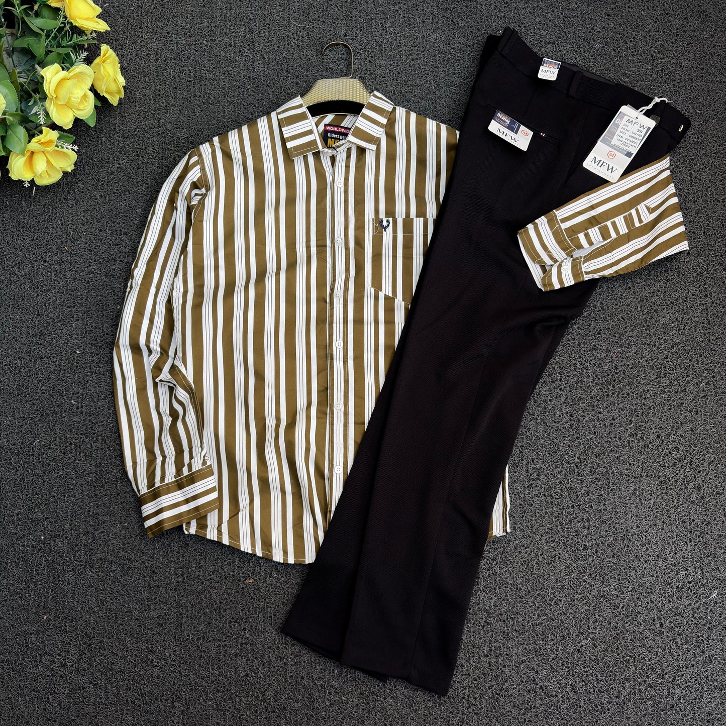 2 in 1 combo MFW stripes shirts + mfw penut polo fit pants buy @500 rs only