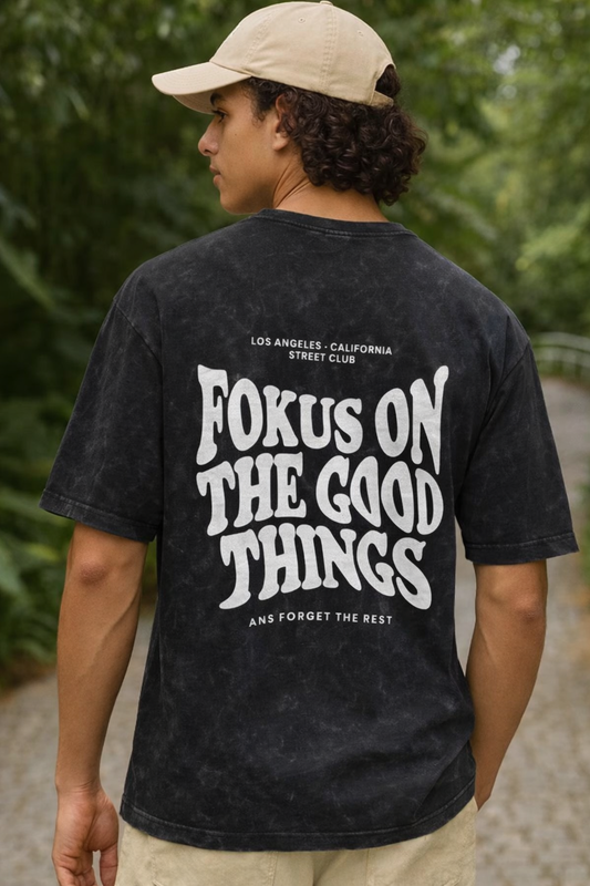 Acid wash Round neck Front and back print drop shoulder Tshirt 1 pc @199 and 3 pcs @ 499(Spary model)