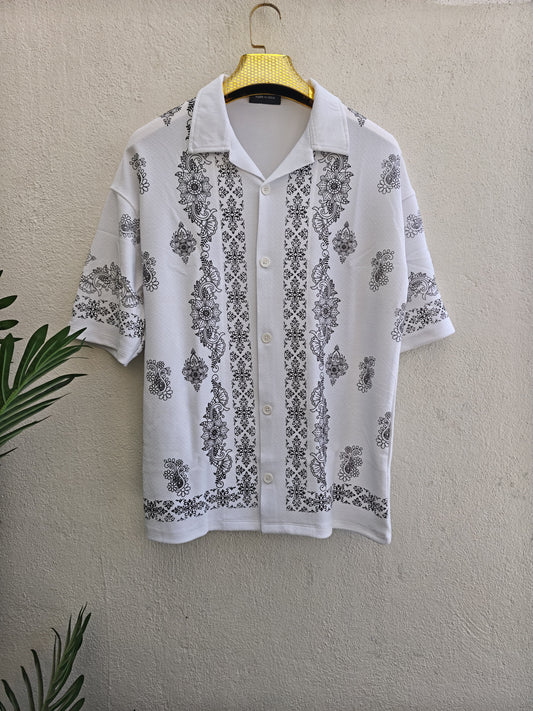 Cuban Collar Oversize Drop Shoulder Polo Designer printed Shirts buy @249