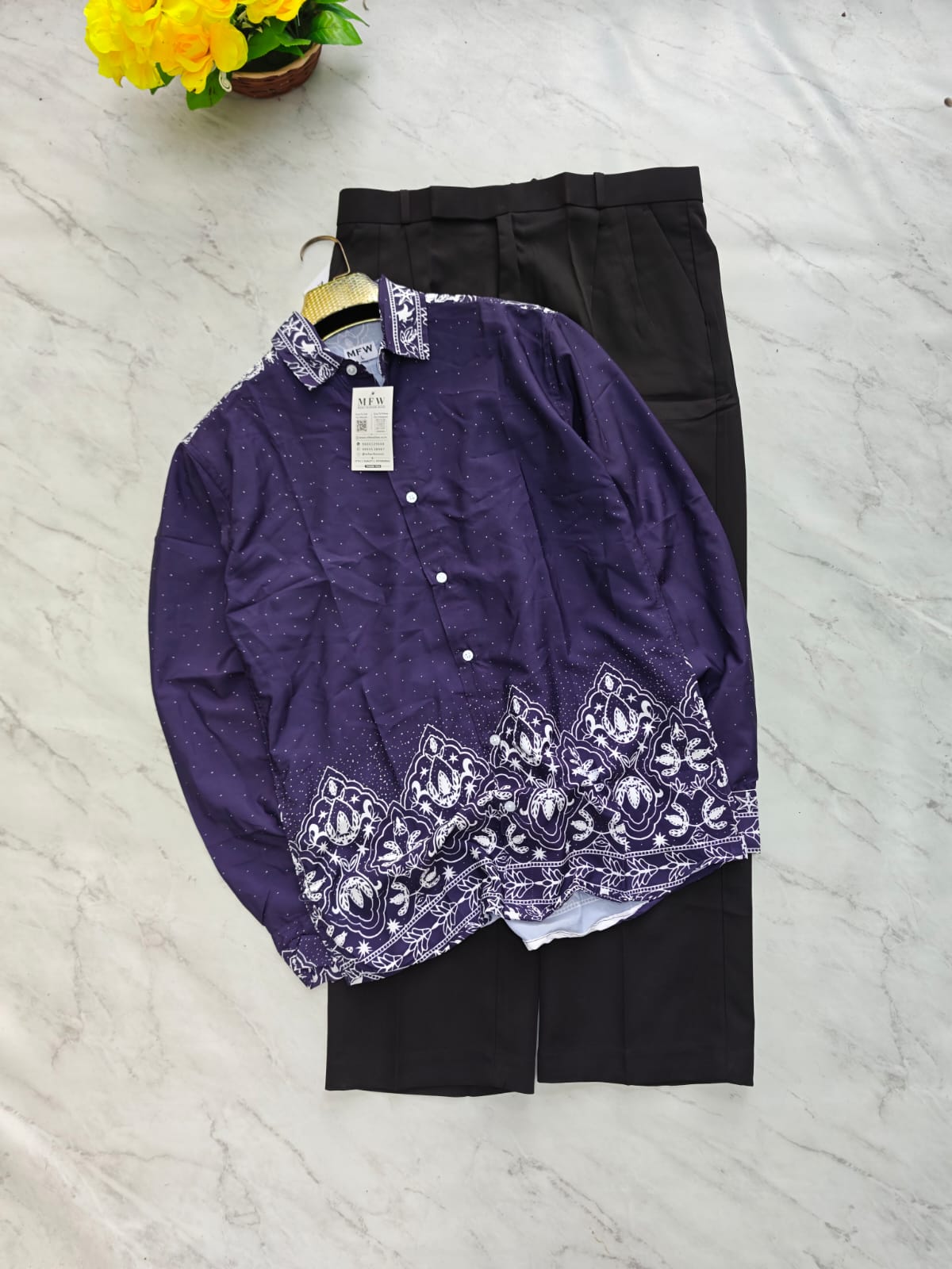 2 in 1 combo viscose bottom printed shirts + korean baggy pant buy @600 rs only