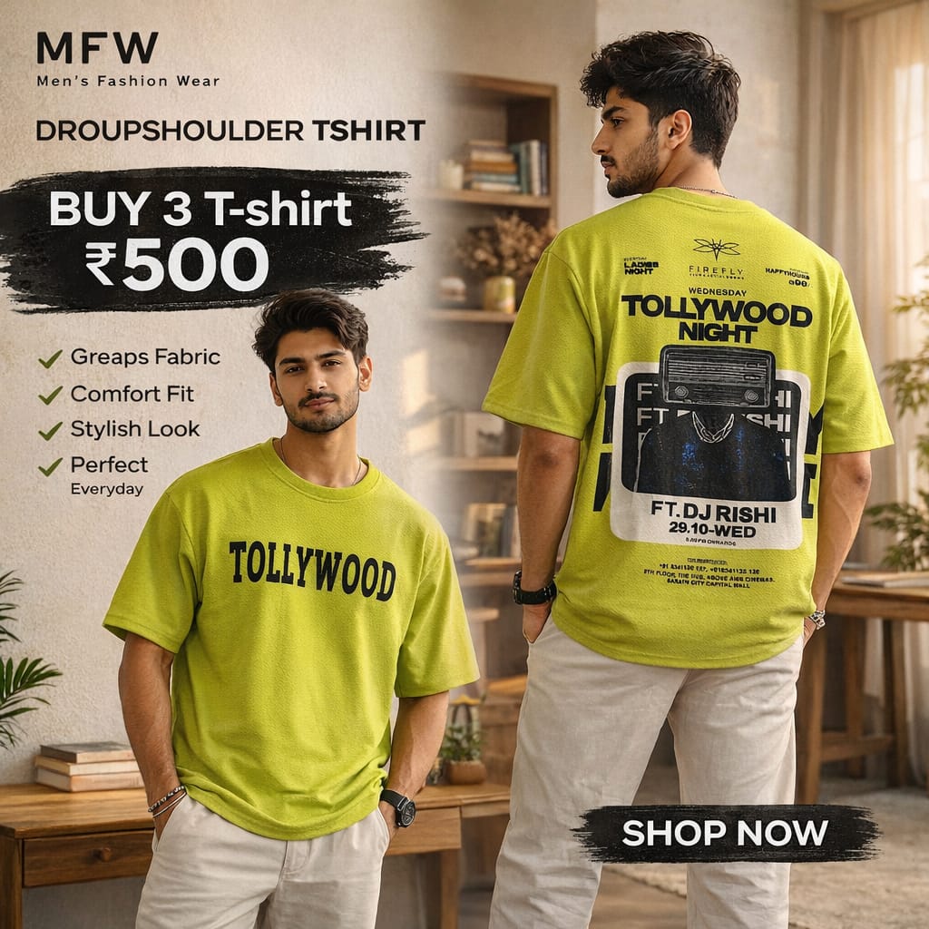 Round neck Front and back print droup shoulder Tshirt 1 pc @199 and 3 pcs @ 499