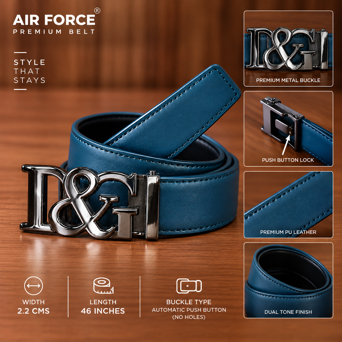 Mfw Premium Push button slim belt buy @200rs (OM-3)