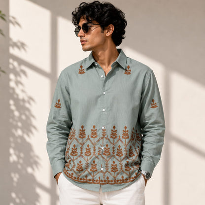 Men's Full sleeve Cotton Bottom Embroidery Shirts single pcs @350 and Buy 3 pc combo @999 (N2)