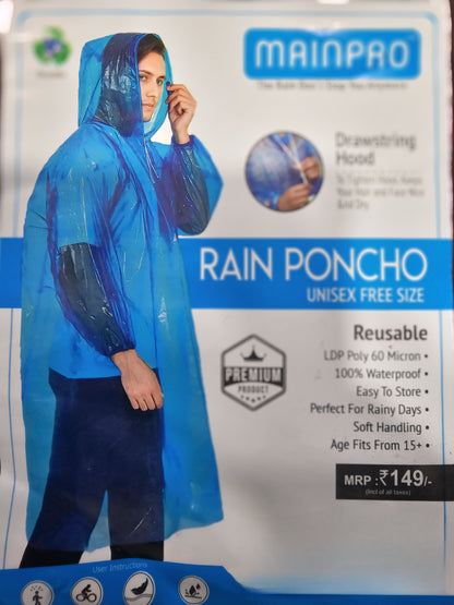 Reusable Heavy Quality LDP Rain Poncho – Stay Dry, Stay Protected!