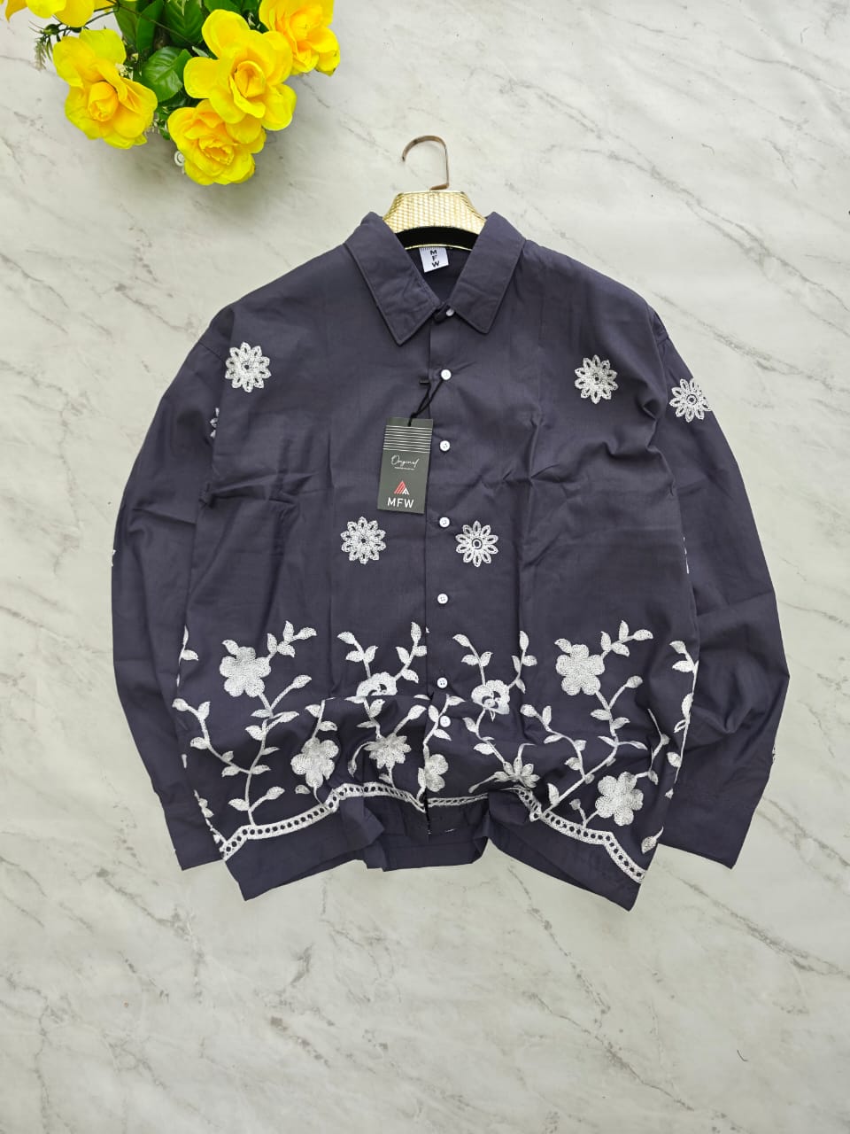 Men's Full sleeve lenin  Bottom Embroidery Shirts single pcs @350 and Buy 3 pc combo @999 [New Design] (Copy 7)