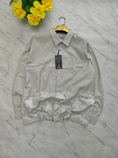 Men's Full sleeve lenin  Bottom Embroidery Shirts single pcs @350 and Buy 3 pc combo @999 [New Design] (Copy 3)