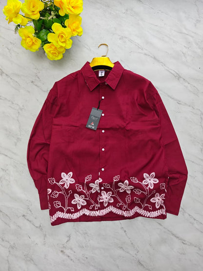 Men's Full sleeve lenin  Bottom Embroidery Shirts single pcs @350 and Buy 3 pc combo @999 [New Design] (Copy 8)