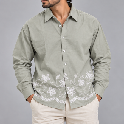 Men's Full sleeve lenin  Bottom Embroidery Shirts single pcs @350 and Buy 3 pc combo @999 [New Design] (Copy 3)