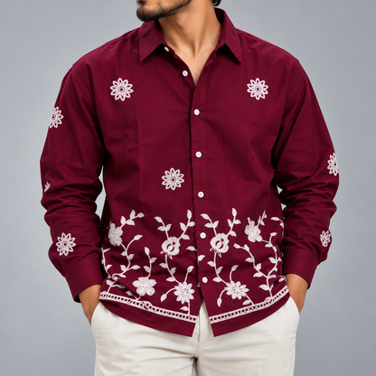 Men's Full sleeve lenin  Bottom Embroidery Shirts single pcs @350 and Buy 3 pc combo @999 [New Design] (Copy 4)