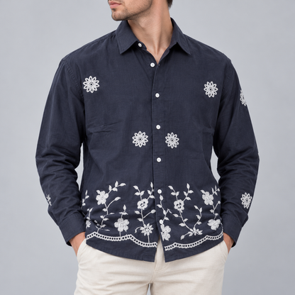 Men's Full sleeve lenin  Bottom Embroidery Shirts single pcs @350 and Buy 3 pc combo @999 [New Design] (Copy 7)
