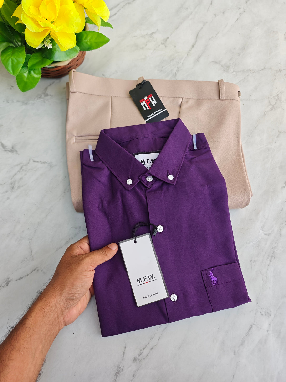2 in 1 combo MFW plain shirts + Twill Fabric polo fit pants buy @550 rs only