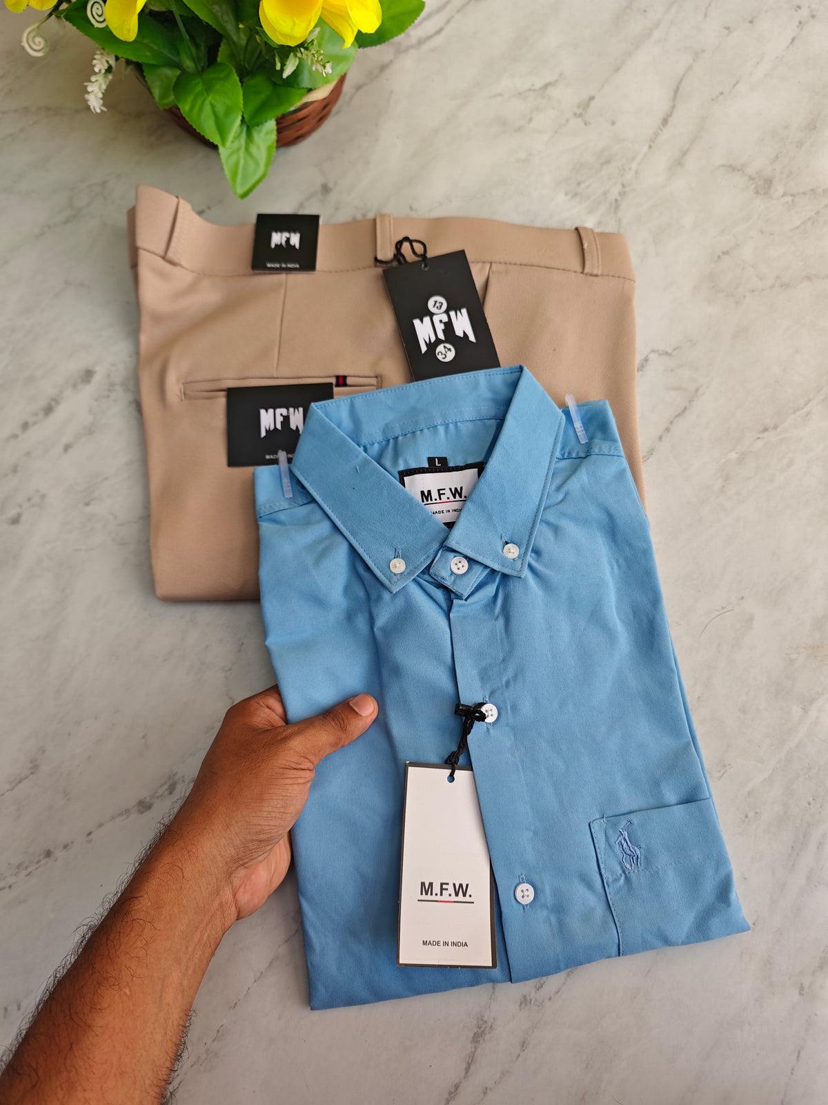 2 in 1 combo MFW plain shirts + Twill Fabric polo fit pants buy @550 rs only