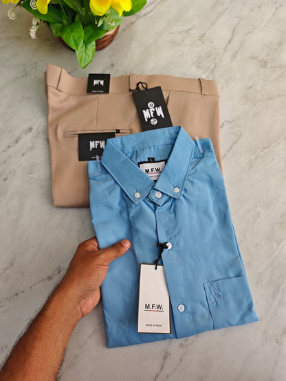 2 in 1 combo MFW plain shirts + Twill Fabric polo fit pants buy @550 rs only