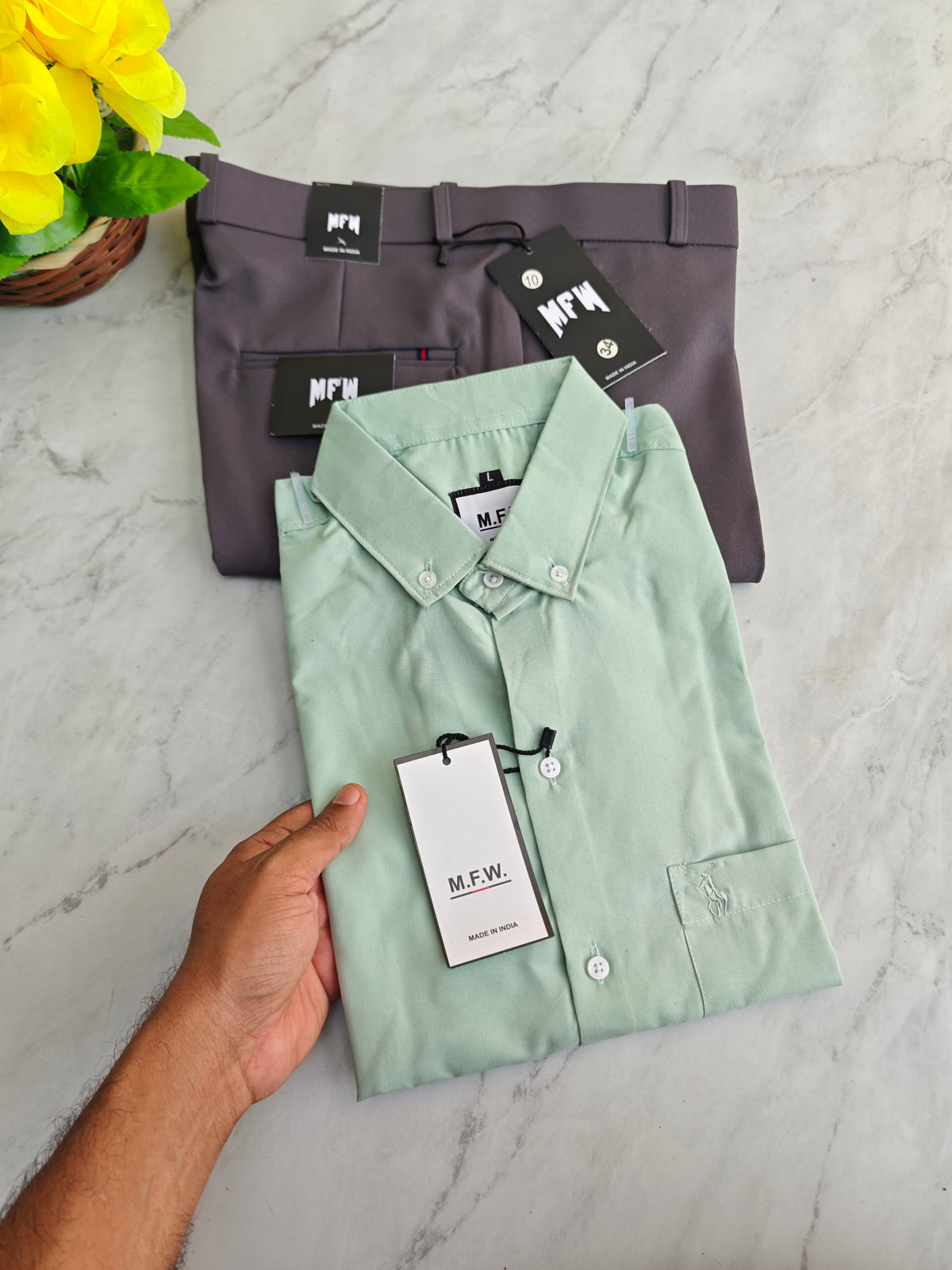 2 in 1 combo MFW plain shirts + Twill Fabric polo fit pants buy @550 rs only