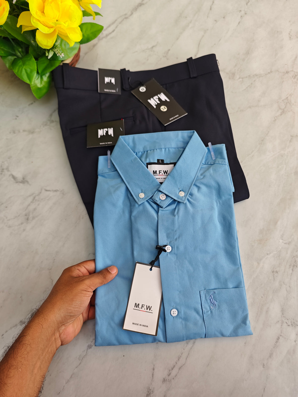2 in 1 combo MFW plain shirts + Twill Fabric polo fit pants buy @550 rs only