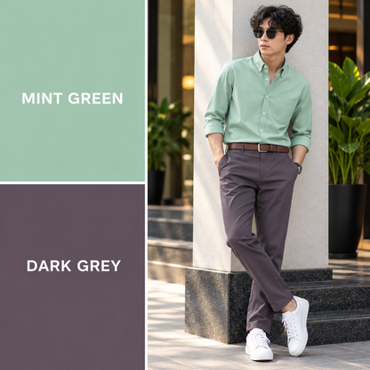 2 in 1 combo MFW plain shirts + Twill Fabric polo fit pants buy @550 rs only