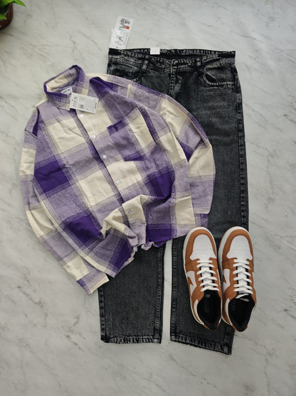 3 in 1 combo MFW viral checked shirts + whisker mom fit jeans pant + shoes buy @999 only[M3-C4]