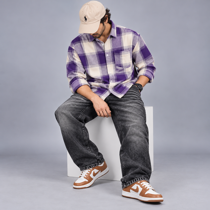 3 in 1 combo MFW viral checked shirts + whisker mom fit jeans pant + shoes buy @999 only[M3-C4]