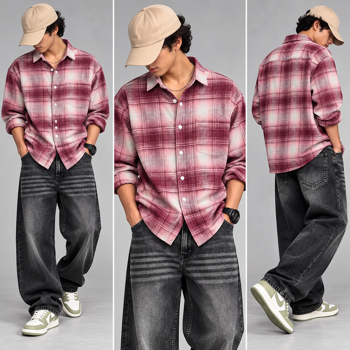 3 in 1 combo MFW brush cotton shirts + Mfw Whisker Super baggy jeans pant + shoe buy @999 only [M4-C1]