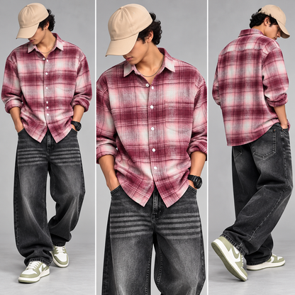 3 in 1 combo MFW brush cotton shirts + Mfw Whisker Super baggy jeans pant + shoe buy @999 only [M4-C1]