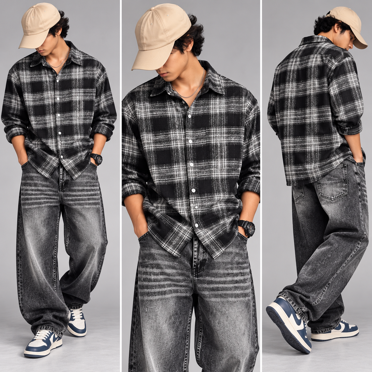 3 in 1 combo MFW brush cotton shirts + Mfw Whisker Super baggy jeans pant + shoe buy @999 only [M4-C3]