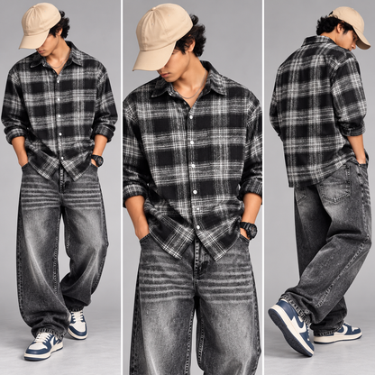 3 in 1 combo MFW brush cotton shirts + Mfw Whisker Super baggy jeans pant + shoe buy @999 only [M4-C3]