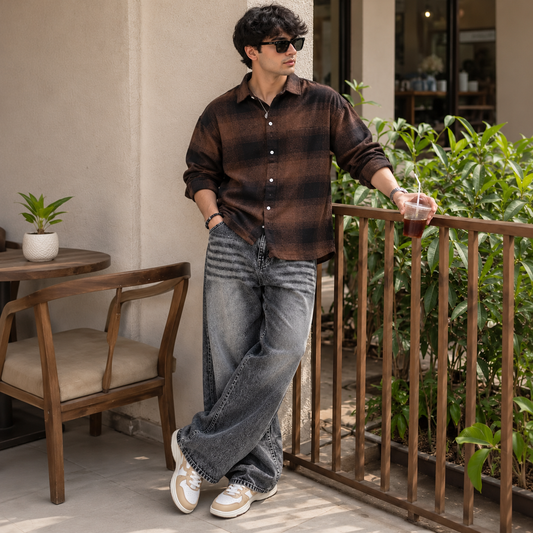 3 in 1 combo MFW brush cotton shirts + Mfw Whisker Super baggy jeans pant + shoe buy @999 only [M4-C5]