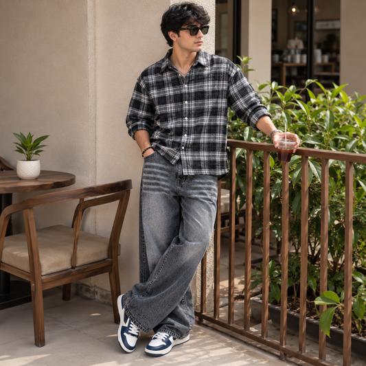 3 in 1 combo MFW brush cotton shirts + Mfw Whisker Super baggy jeans pant + shoe buy @999 only [M4-C3]